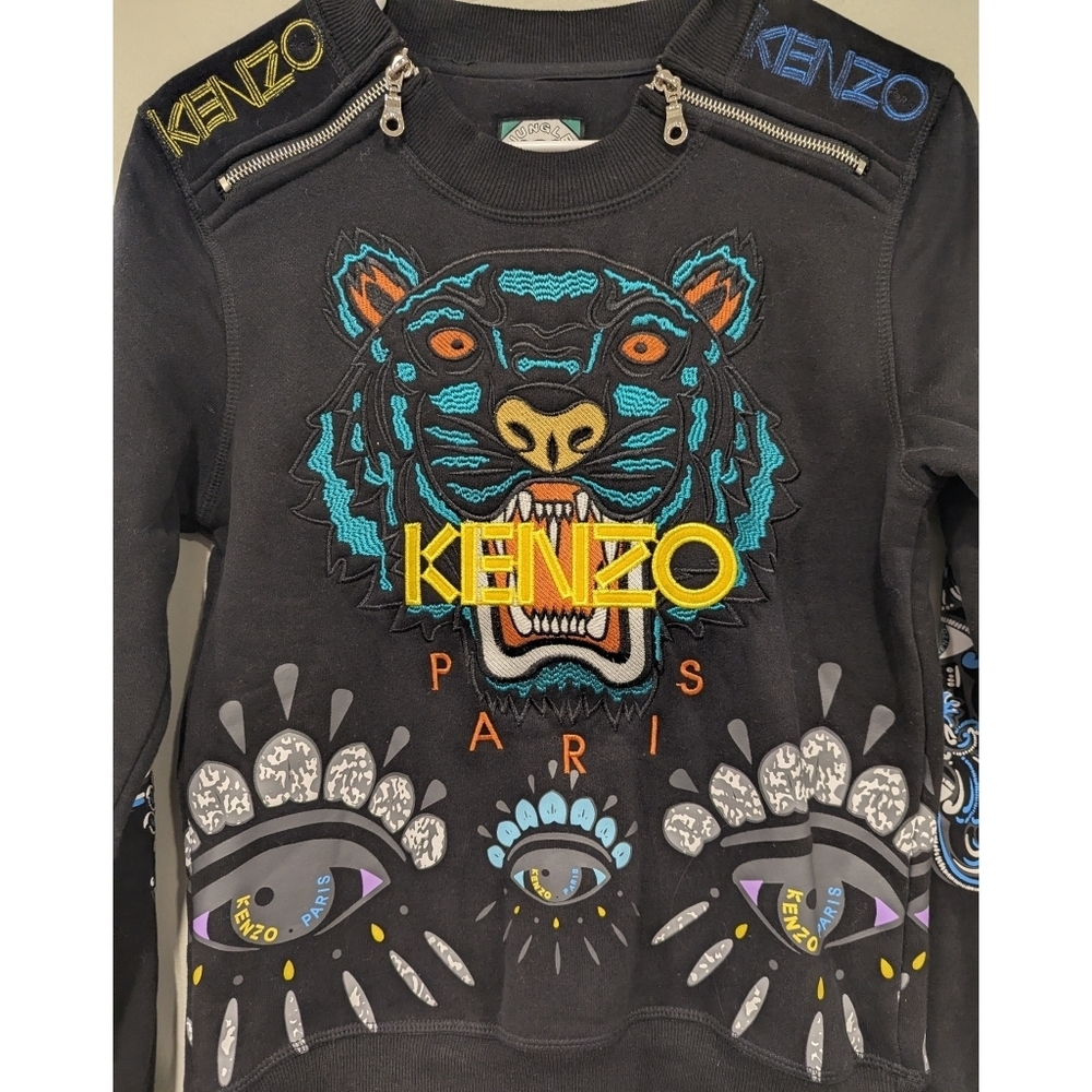 Kenzo Paris Embroidered Graphic Tiger Sweatshirt Size Small - Picture 2 of 8